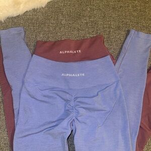 Two Alphalete blue and mauve Leggings
